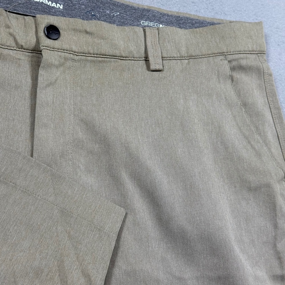 Greg Norman ML75 Microlux Golf Shorts Mens 38 Khaki Tan Play Dry Performance